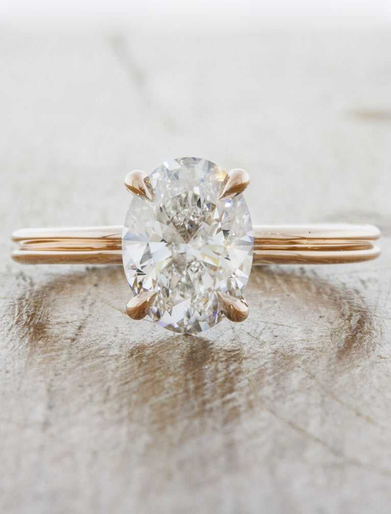 caption:Shown with 1ct oval in 14k rose gold 