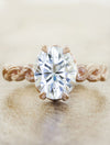 caption:Shown with 3ct oval diamond in rose gold