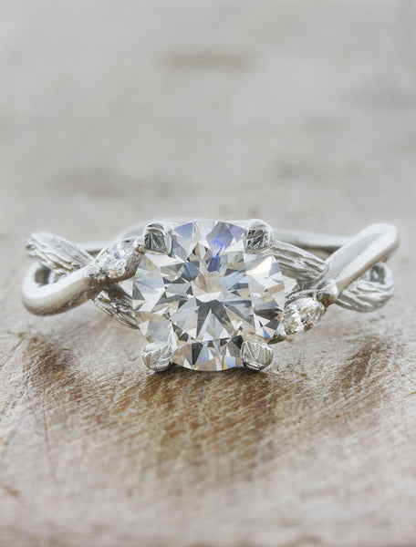 unique engagement rings nature inspired split band. caption:Shown in 1ct diamond option