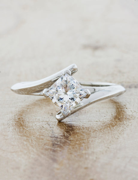 Blue Diamond & Diamond Antique Style Engagement Ring Platinum 0.87ct -  AZ1207