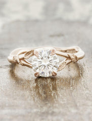 Nature inspired engagement ring;caption:1.00ct. Round Diamond 14k Rose Gold