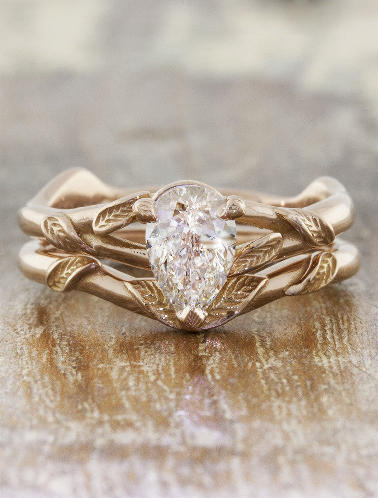 caption:Stacked with Pembroke - Pear in 14k rose gold