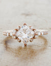 caption:Shown with 1.5ct princess cut diamond in 14k rose gold