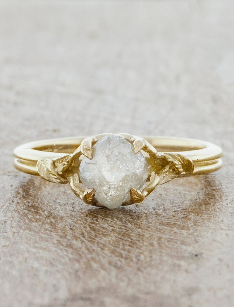 caption:Customized with rough diamond in 14k yellow gold