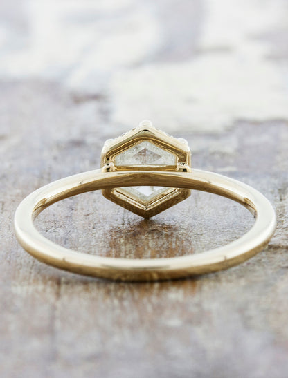 Hexagon Rough Diamond Halo Engagement Ring