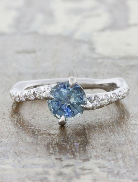 2ct Natural Light Blue Sapphire Diamond ring 14K White Gold – Dainty by Dee