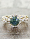 caption:Customized with diamonds in the band, stacked with Lovelace wedding band