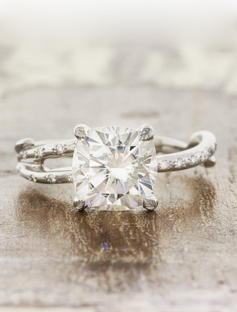 caption:Customized with 1.75ct cushion cut diamond in 14k white gold