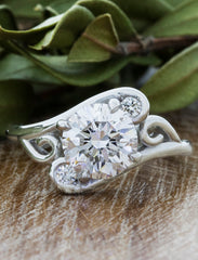 ornate swirling diamond engagement ring