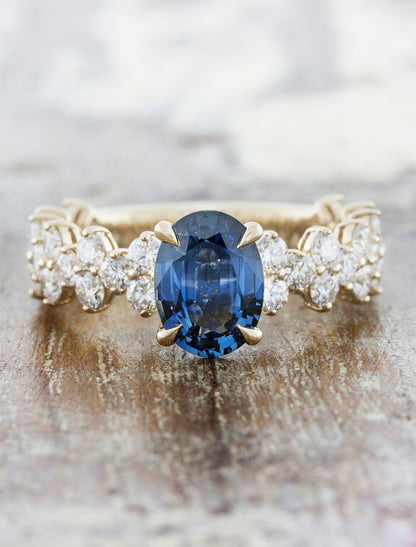 Sapphire Oval Vintage Inspired Engagement Ring