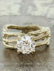 Nature Inspired 4 leaf prong engagement ring