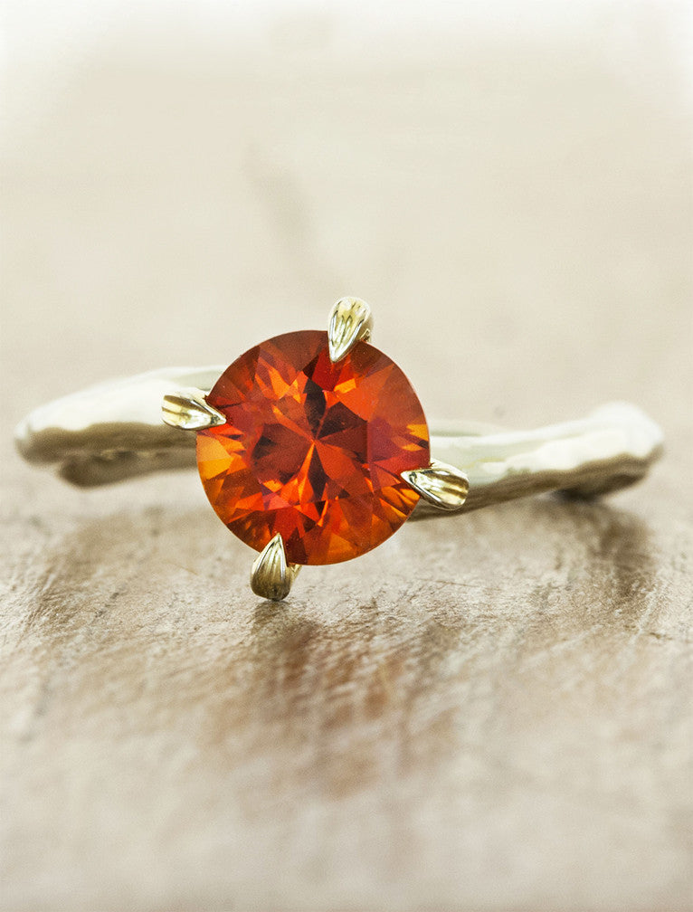 Nature Inspired Leaf Prong Engagement Ring 