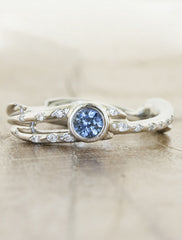 Nature inspired engagement ring;caption:Pictured in Platinum with a Sapphire