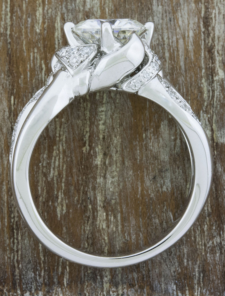 wide band, split shank - moissanite engagement ring