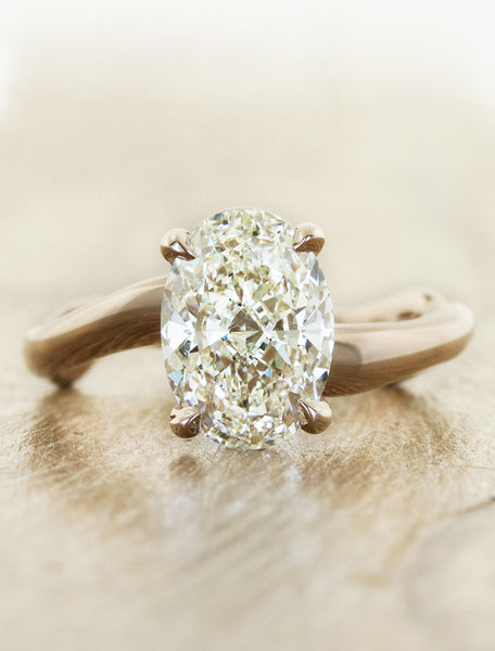 Nature inspired solitaire;caption:1.90ct. Oval Diamond 14k Rose Gold