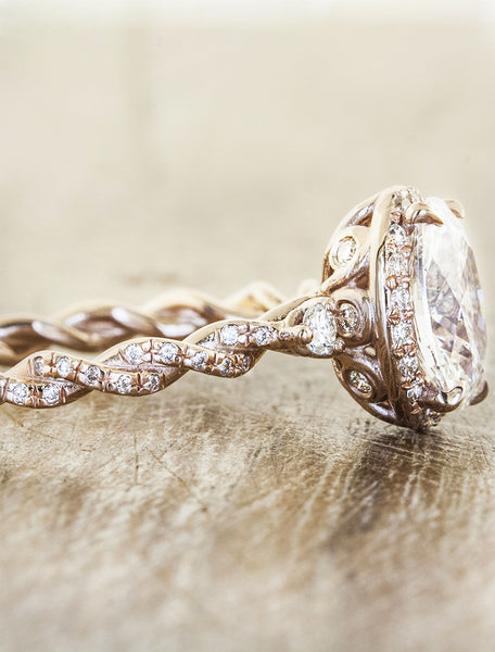 elegant vintage inspired twisted band diamond ring