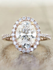 Verity halo engagement ring caption:1.95ct. Oval Diamond 14k Rose Gold