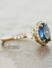 3 stone oval halo engagement ring