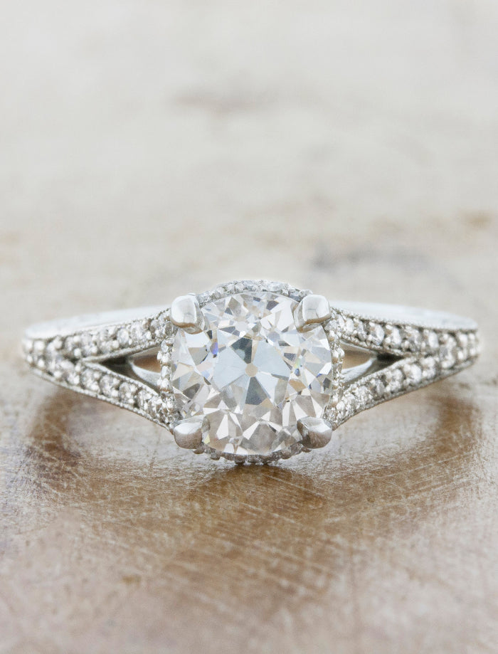 caption:Shown with 1.35ct Old European cut diamond in platinum