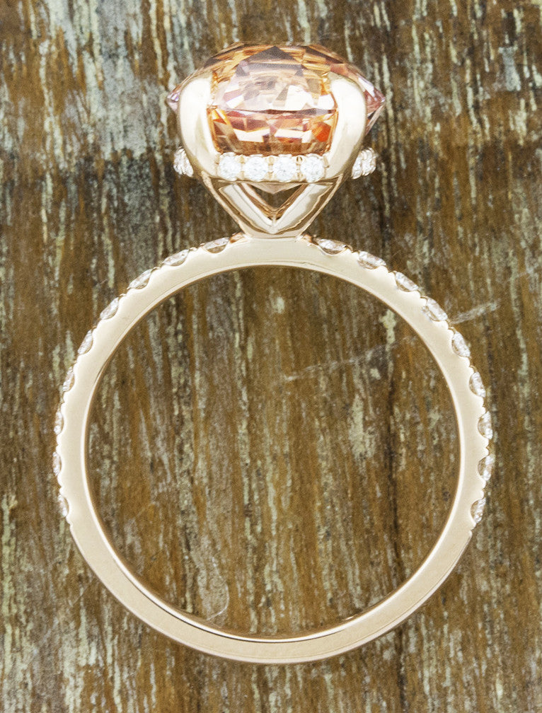 Delphine: Oval Peach Sapphire Engagement Ring Ken Dana Design