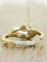 bark inspired aquamarine engagement ring, gold