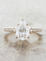 charleen pear shaped vintage engagement ring;caption:1.25ct. Pear Diamond 14k Rose Gold