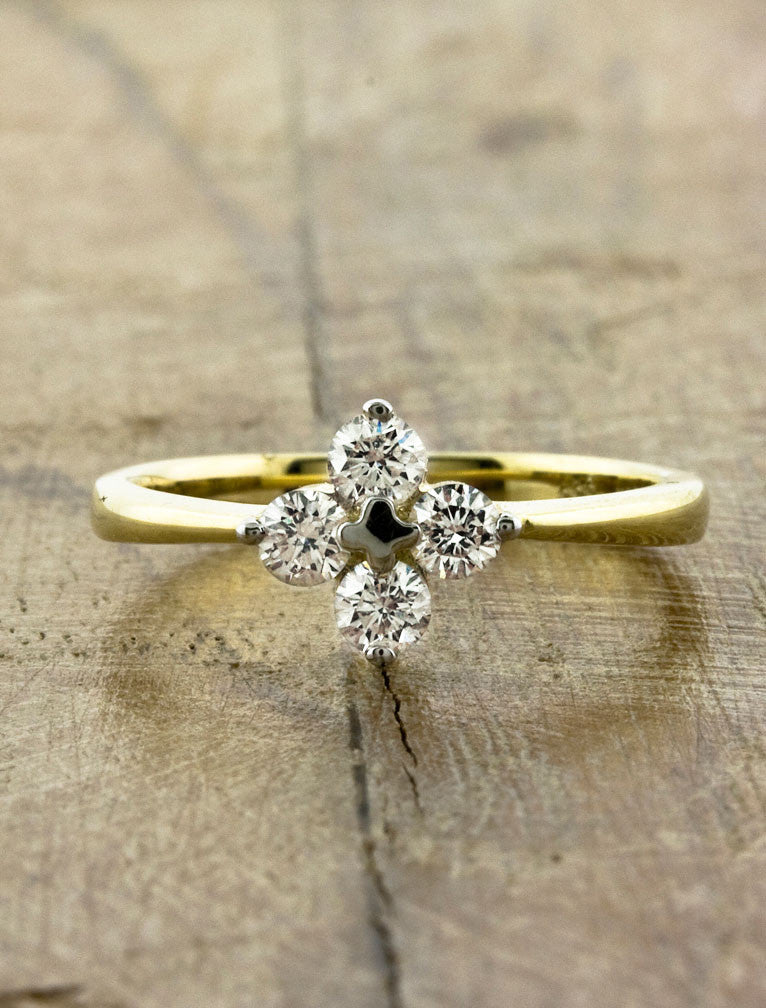 Multi Stone Yellow Gold Engagement Ring