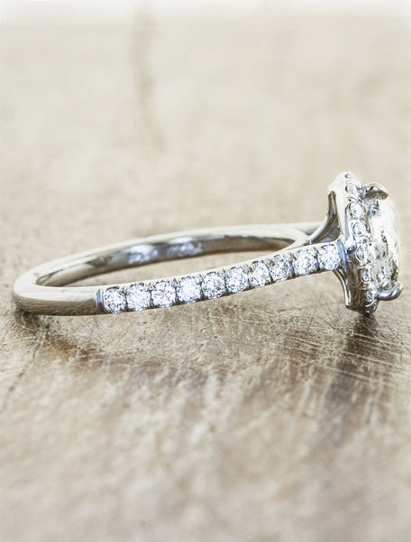 Rough diamond halo engagement Ring