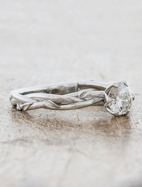 Nature Inspired Diamond  Band Engagement Ring caption:0.50ct Round Diamond Platinum