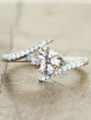 Peach sapphire engagement ring