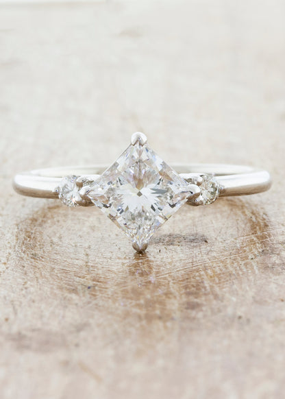 Princess cut diamond vintage inspired ring;caption:1.25ct. Princess Cut Diamond 14k White Gold caption:Customized with a princess cut diamond