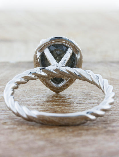 rope band engagement ring, rough diamond