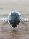 caption:Shown with pear grey diamond in platinum