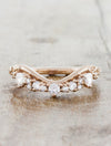 curved wedding band with trillion diamonds