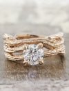 caption:Shown with 1.00ct round diamond in 14k rose gold paired with Willow wedding band