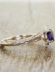 asymmetrical tree bark engagement ring - gemstone