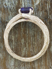 asymmetrical tree bark engagement ring - gemstone, top view