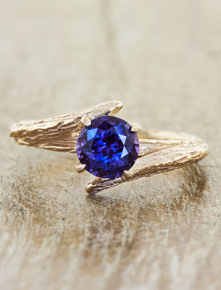caption:Customized with round alexandrite in 14k rose gold