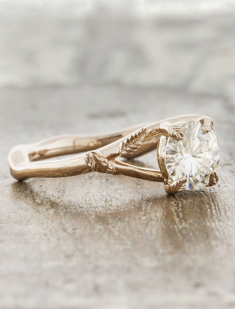 Pembroke: Leaf Prong Diamond Engagement Ring, Rose Gold Ken