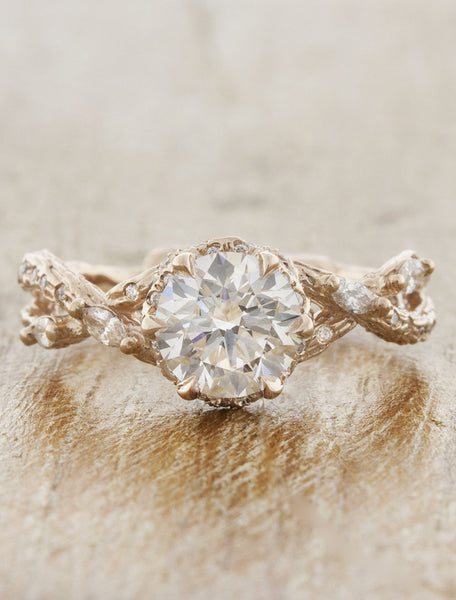 Long hexagon cut rose quartz ring rose gold unique engagement ring set –  WILLWORK JEWELRY