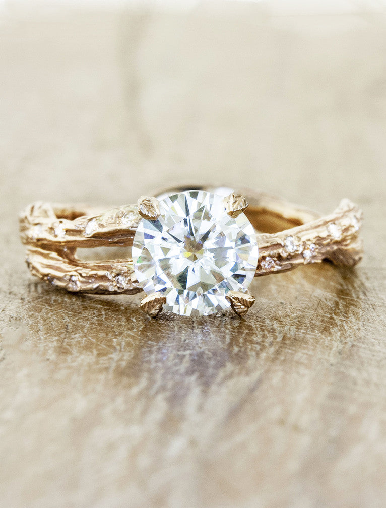 caption:Shown with 1.25ct round diamond in 14k rose gold