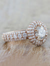 Unique rose gold halo diamond ring