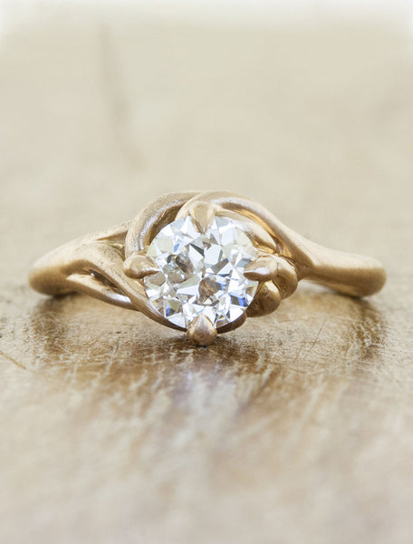 Nature inspired engagement ring - Kalyssa caption:0.60ct. Round Diamond 14k Rose Gold