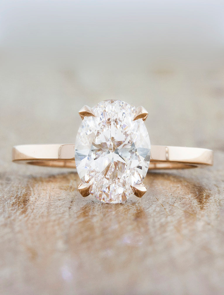 Modern Oval Diamond Engagement Ring. caption:Shown in 1.5ct option