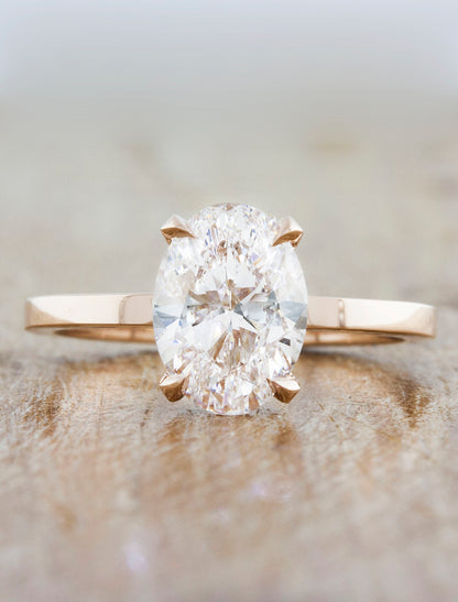 Modern Oval Diamond Engagement Ring. caption:Shown in 1.5ct option