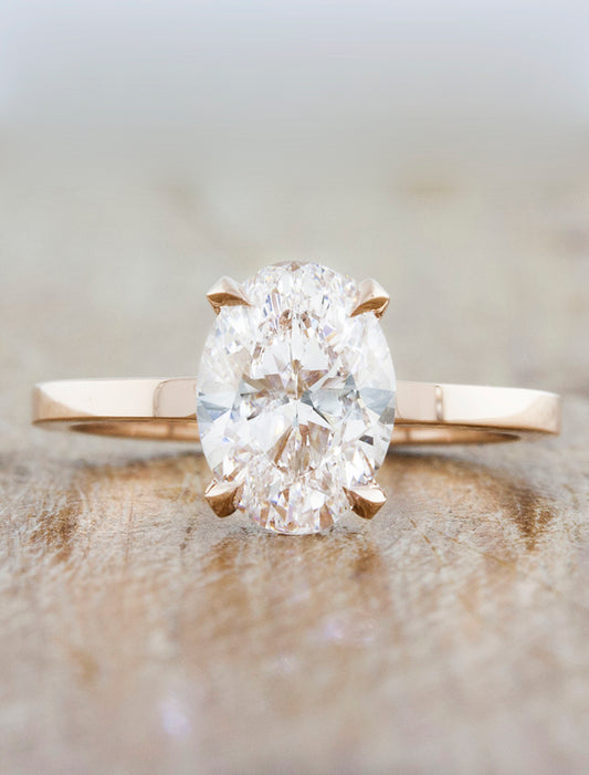caption:Shown with 1.5ct oval diamond in 14k rose gold