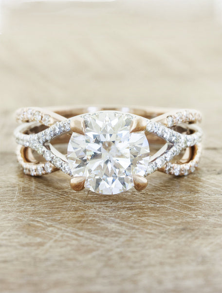 caption:Shown in 14k rose gold and platinum with a 2ct center stone