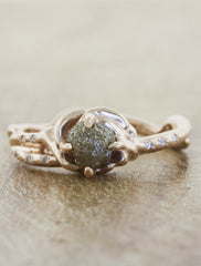 Unique nature inspired engagement ring;caption:0.76ct. Rough Diamond 14k Rose Gold
