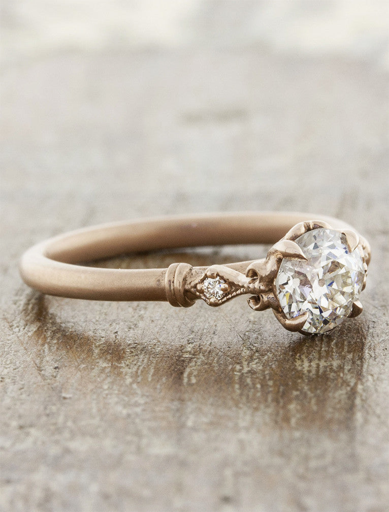 Emma: Antique Inspired European Cut Diamond, Rose Gold Ken