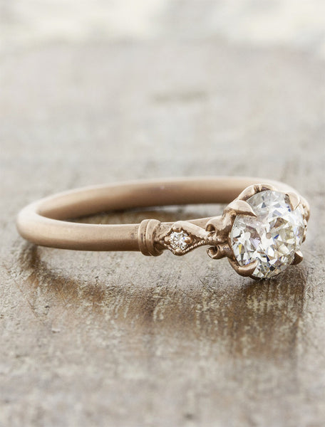 Simple Emerald Cut Diamond Ring in Rose Gold | Walker Metalsmiths